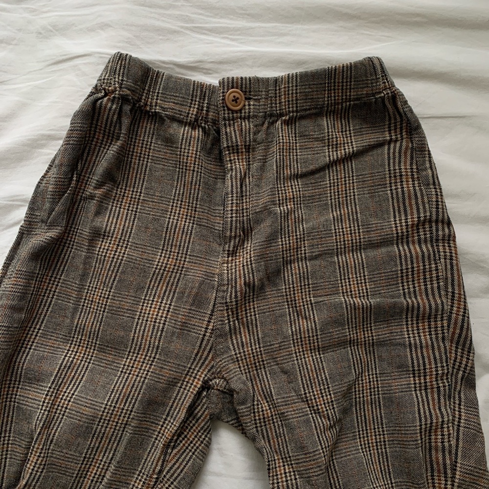 Brandy Melville Brown Plaid High Waisted Tilden Pants